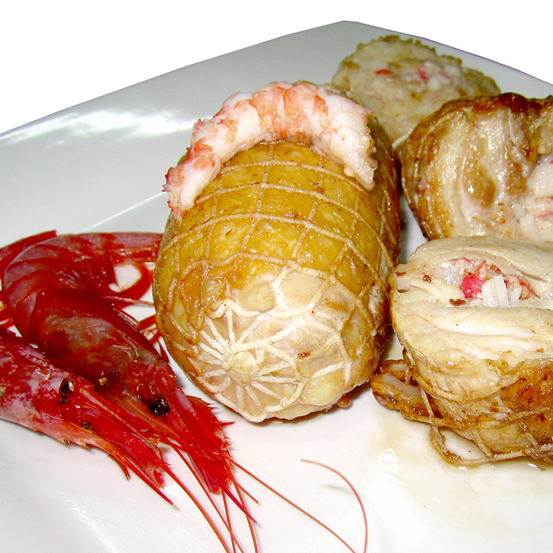 POLLASTRE CUIXA FARCIT GAMBES 25/200g.