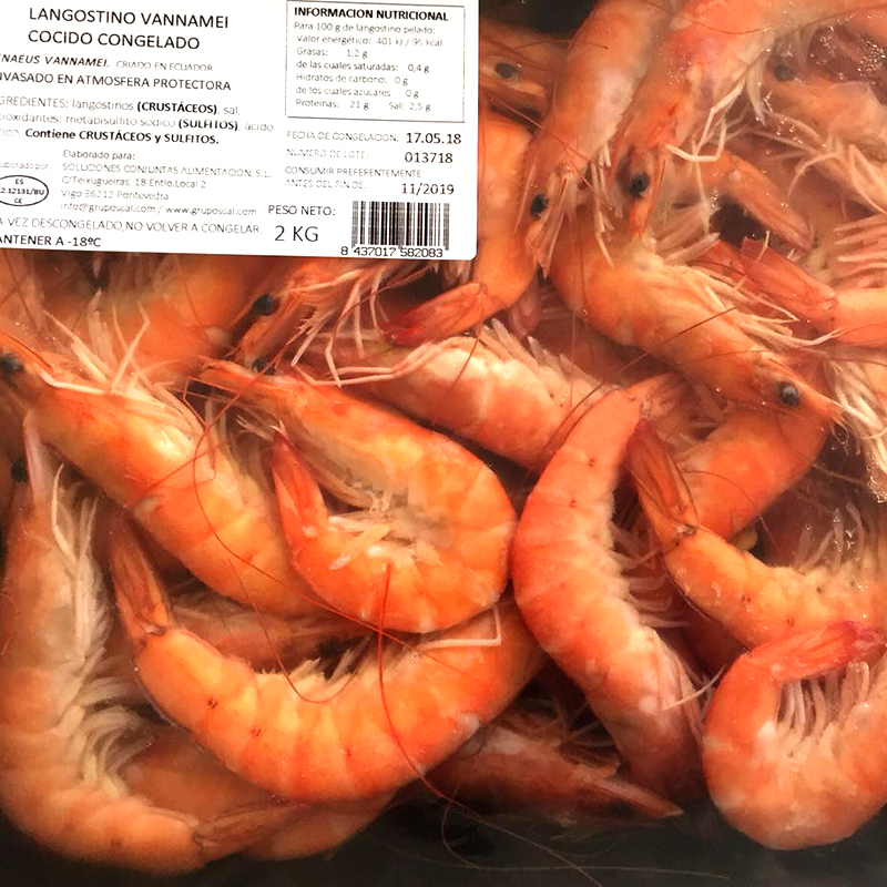 LANGOSTINO COCIDO VANNAMEI (40-50) 2/2kg.
