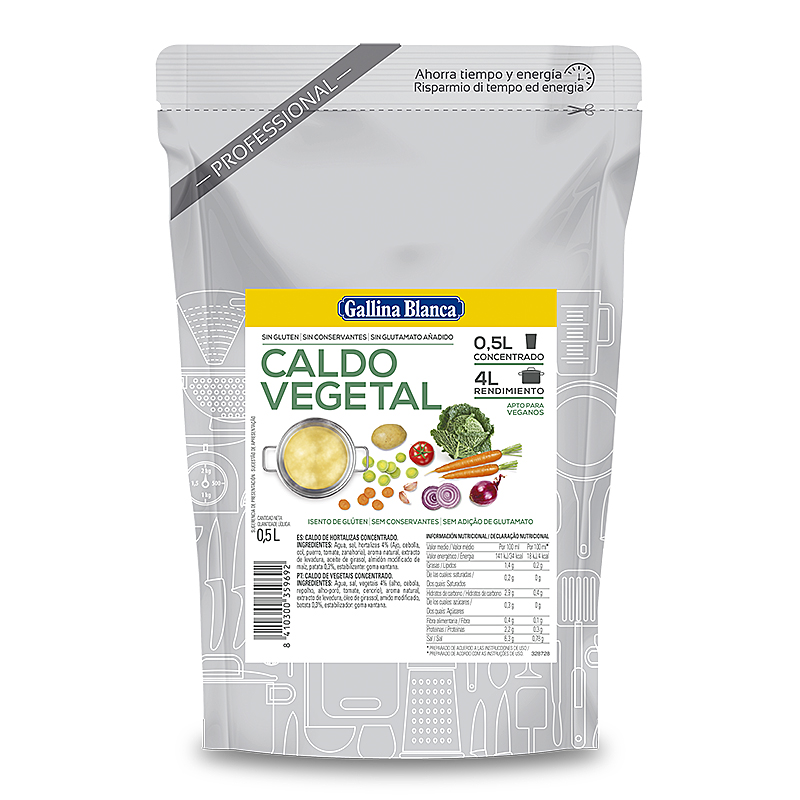 CALDO VEGETAL CONCENTRADO  6/500ml (1=8L)