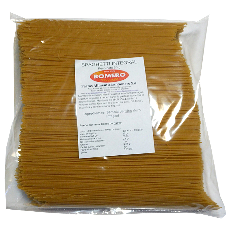 PASTA ESPAGUETI INTEGRALS BOSSA 5Kg