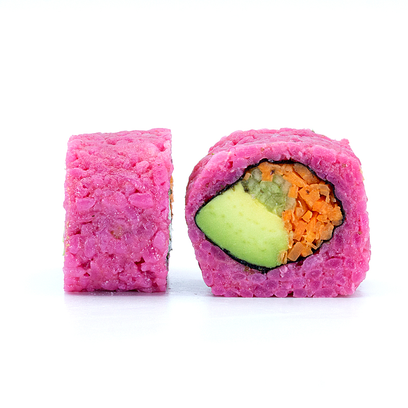 SUSHI URAMAKI VEGGIE PINK 8 Un.(zanah.pepino, aguacate)
