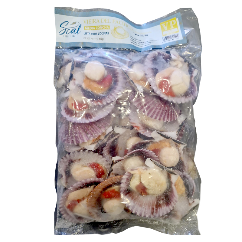 VIEIRA(Zamburiña)1/2 CONCHA 20-30p/kg 0% 5/1kg