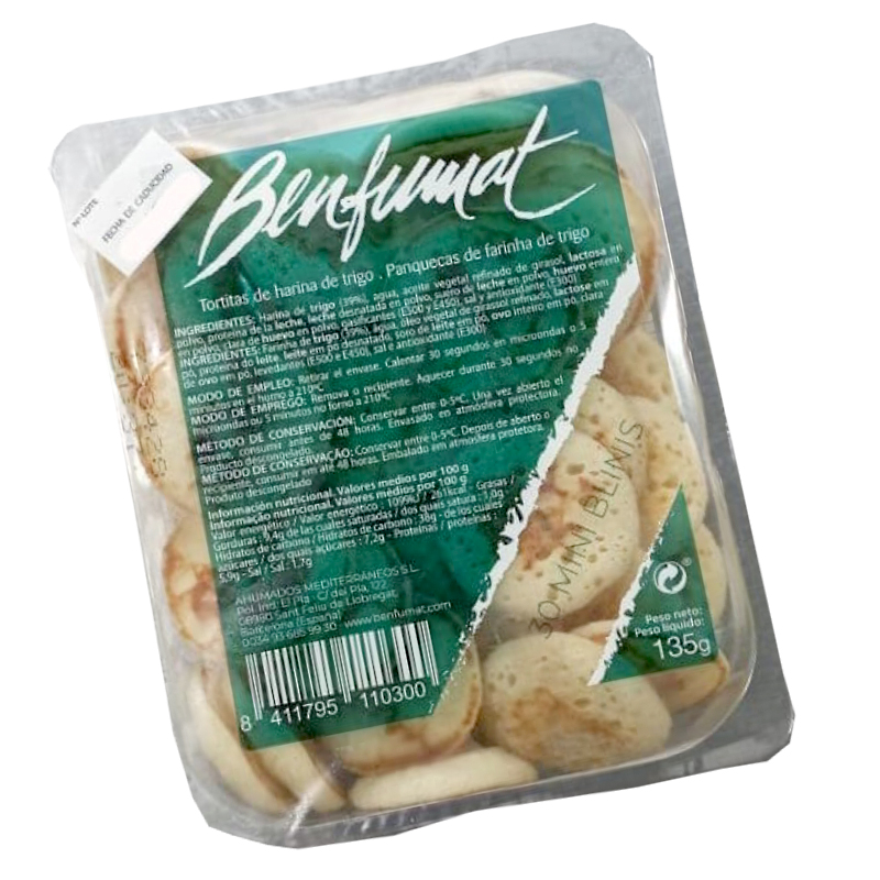 MINI BLINIS (BENFUMAT) Tortitas de harina de trigo 30un-135 gr.