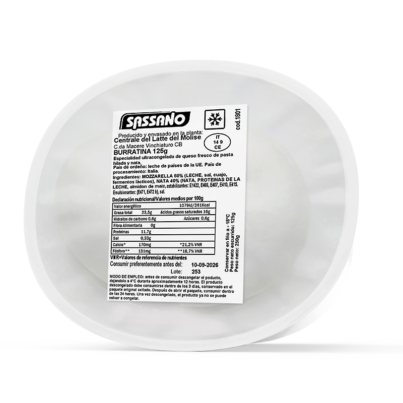 BURRATA CONGELADA 18/125gr