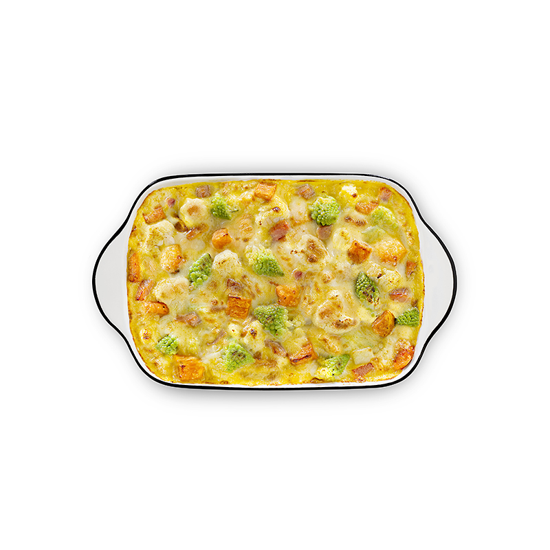 GRATINADO DE VERDURAS CON BACON Y SALSA CHEDDAR 5/1Kg