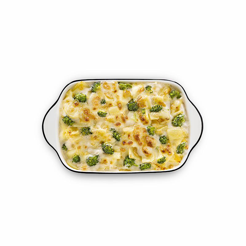 GRATINADO DE PATATA Y BRÓCOLI CON SALSA BECHAMEL 5/1Kg