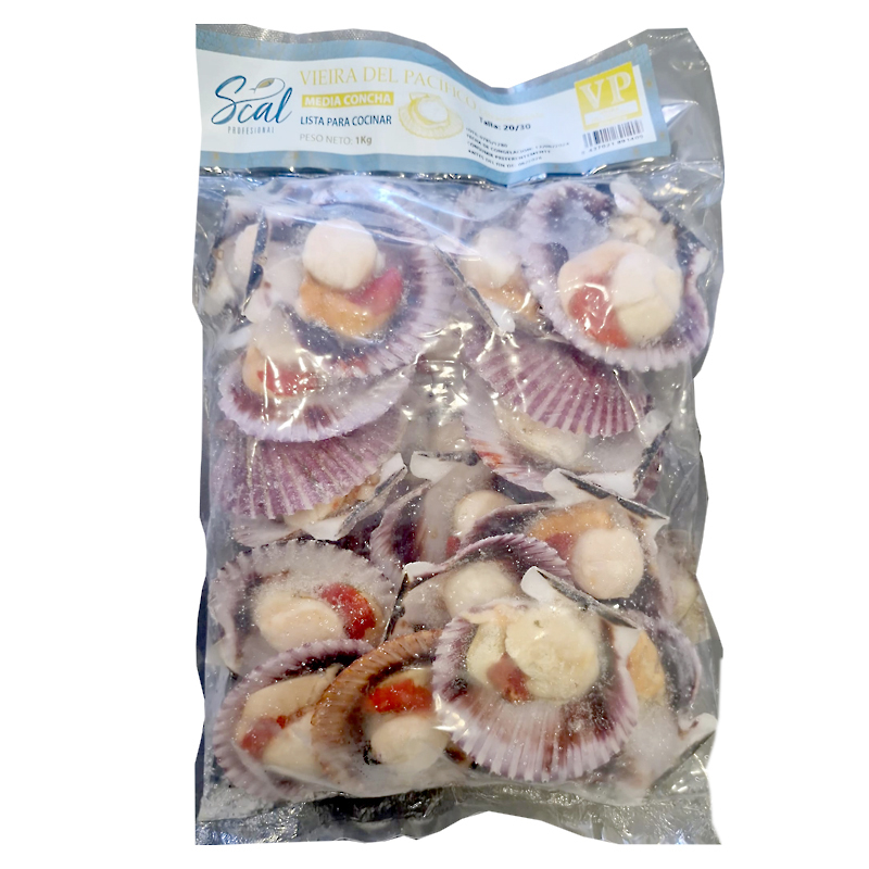 VIEIRA(Zamburiña)1/2 CONCHA 20-30p/kg 0% 4/1kg
